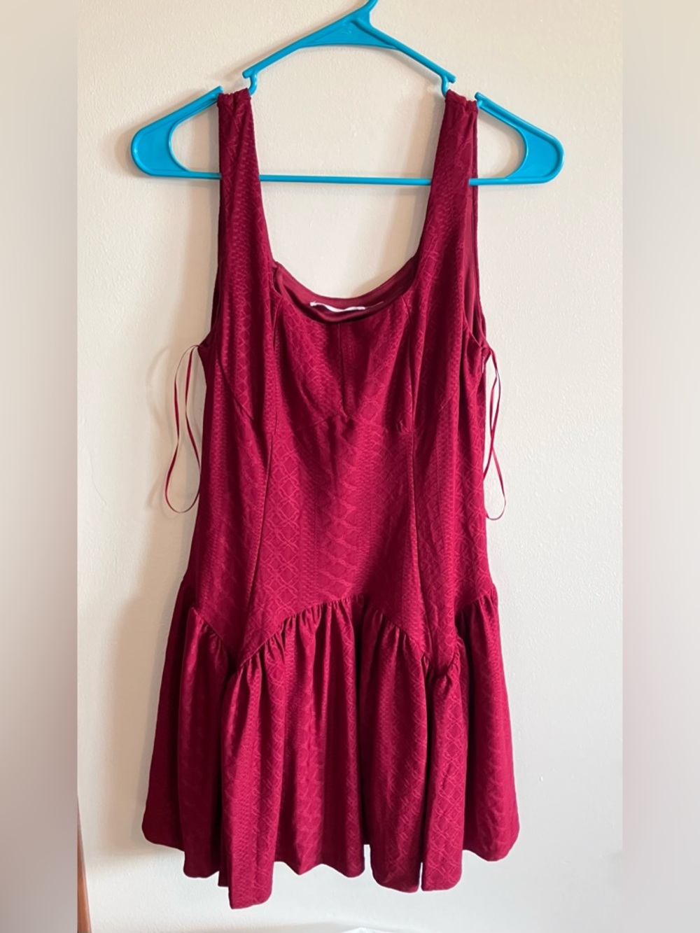 Wine Red Sleeveless Textured Minidress